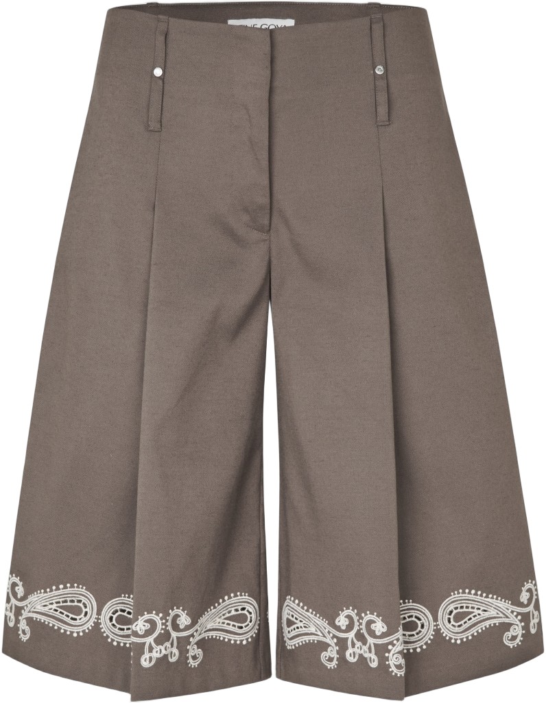 2492 Embroidered Canvas, Pleated Eyelet Bermuda